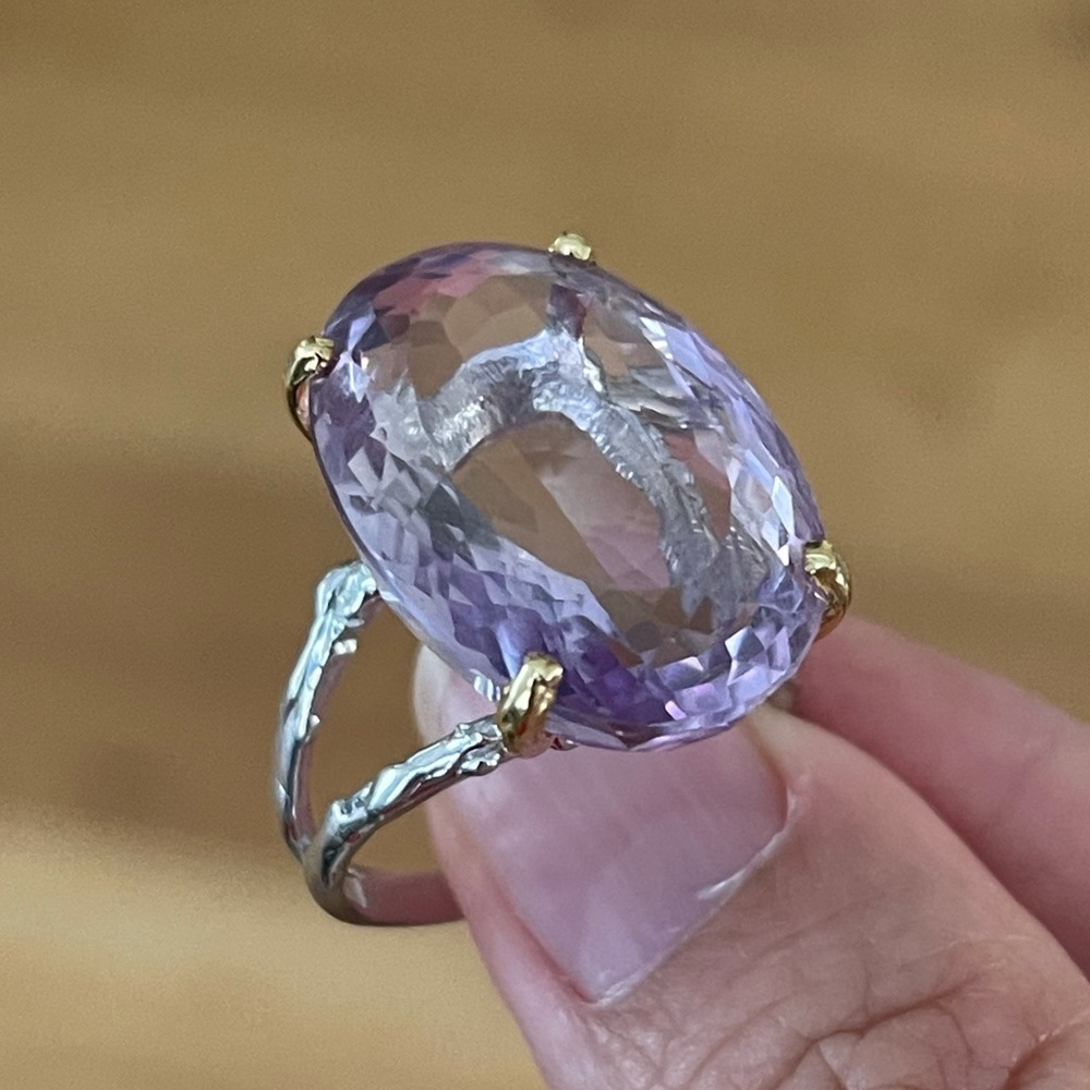 22 carat Brazilian amethyst sterling silver ring